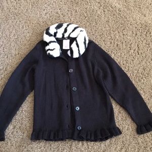 Gymboree Mod Zebra cardigan sweater fur collar Sz 4